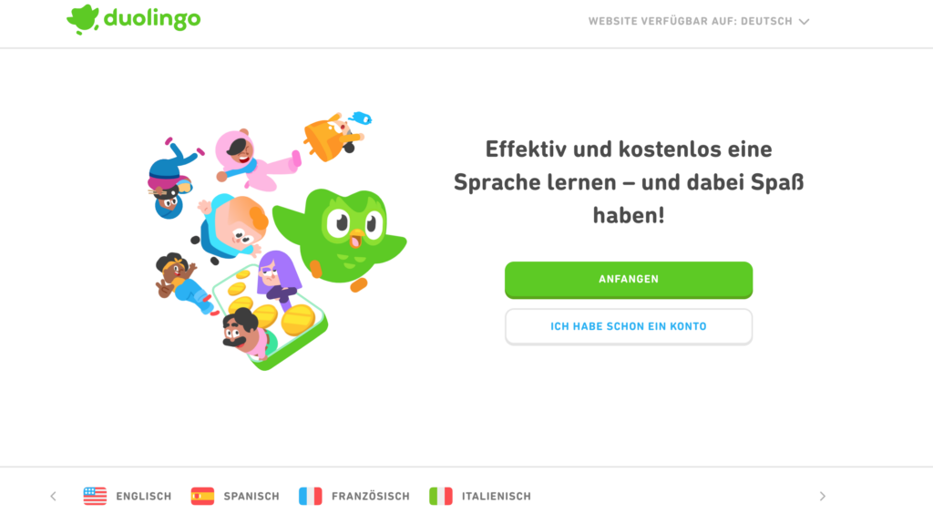 Duolingo Webseite