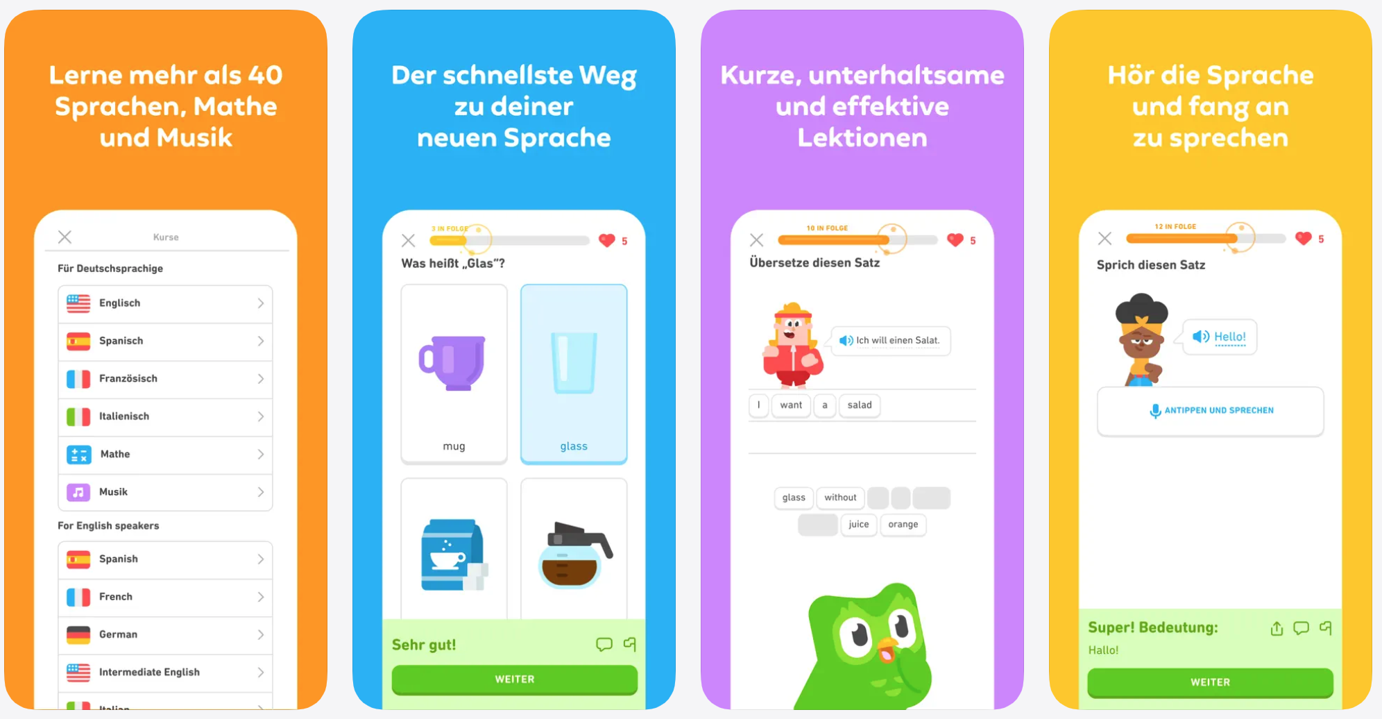 Super Duolingo App Screenshot Premium-Abo