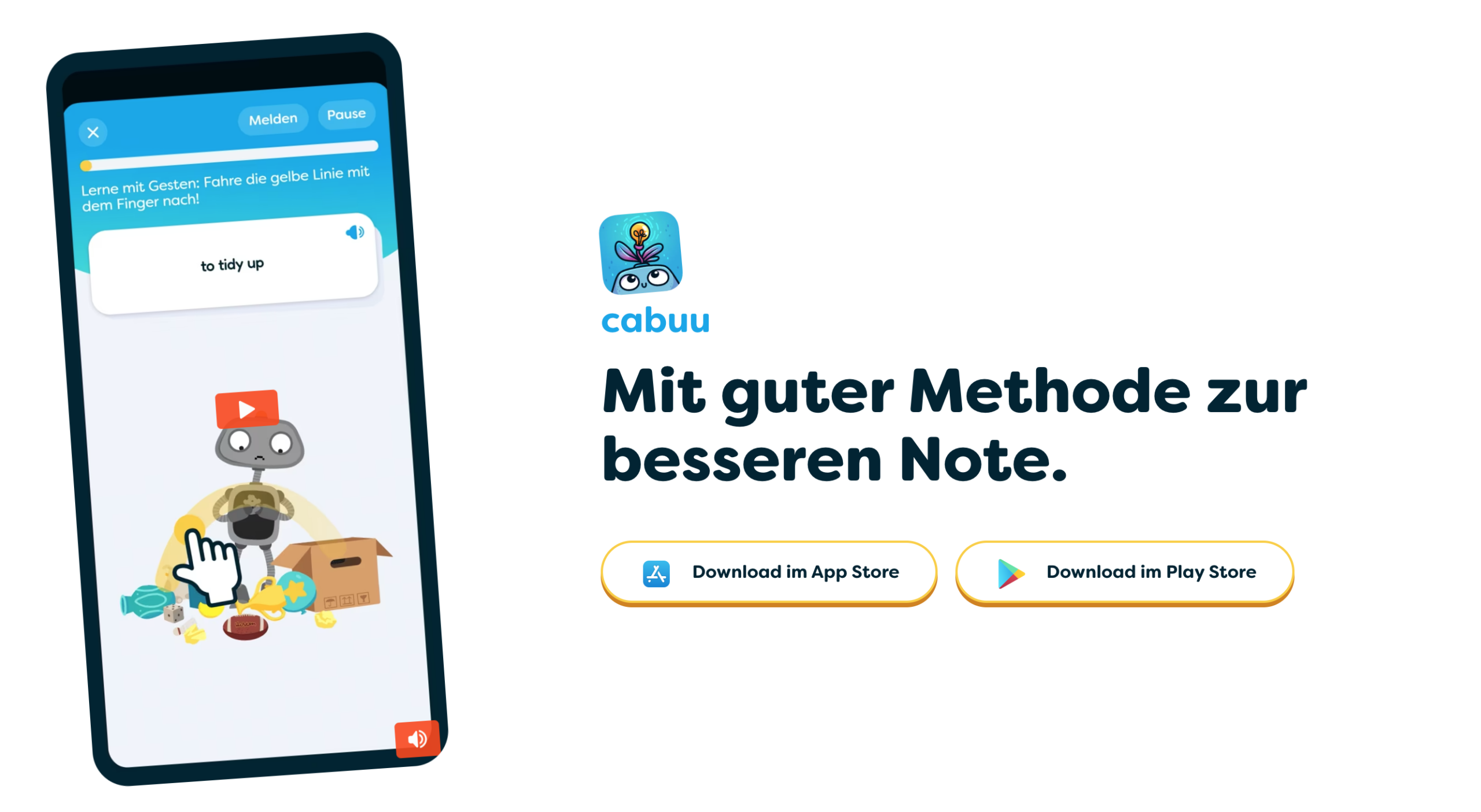 cabuu Weboberfläche mit Vokabelübersicht